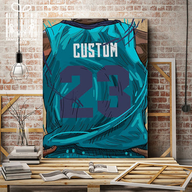 Charlotte Jersey Custom Canvas Print Wall Art for Boy Girl Men Women Basketball Personalized Canvas Art
